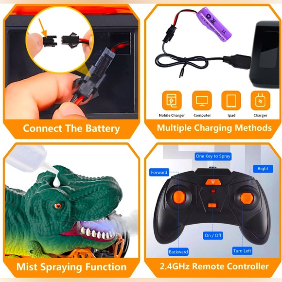 Bennol Remote Control Dinosaur Car, 2.4Ghz RC Truck for Kids NIP - Picture 2 of 11